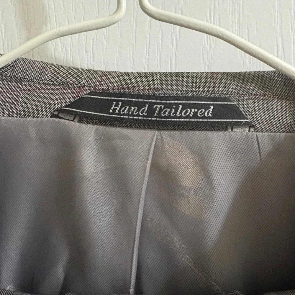 Steve Harvey Collection Grey Glen Plaid 100% Wool 4 Button Suit 52L 42W Mens